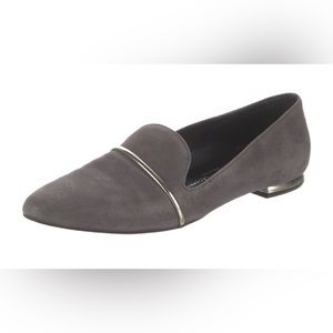 AGL Attilio Giusti Leombruni Gray Suede Smoking Slipper Loafer Flats Size 9.5